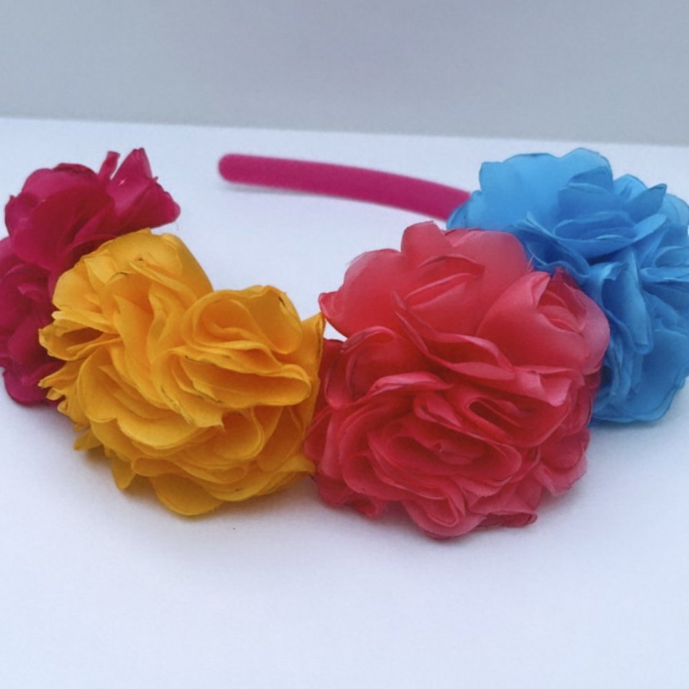 headband for girl 2 to 10 years old red, yellow pink and sky blue - Picture 3 of 3